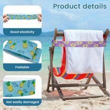 5pcs Elastic Beach Chair Towel Straps, Vibrant Tropical Print - For Swimming Pool, Vacation, Summer Accessories, Towel, Bedsheet Fastener, Beach Towel, Beach Accessories, Travel Accessories, Swimming Gear, Thick & Durable, Printed Design, Suitable For Outdoor Camping, Camping Gear, Swimming Pool Accessories, Cruise Wheelchair, Hawaii, Travel Storage, Outdoor Activities, Camping Equipment, Seaside, Women's Gift, Men's Gift, Personalized Gift - Multicolor - View 7