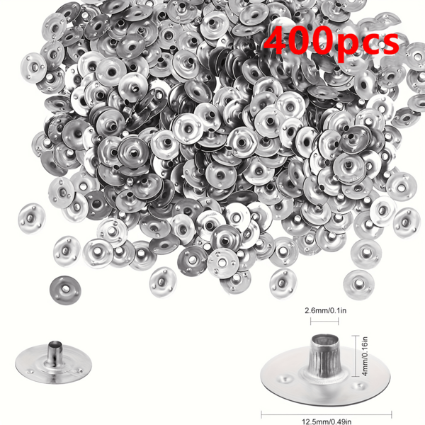 100/200/400pcs 12.5mm Metal Candle Wick Holders, Candle Wick Sustainer Tabs, Suitable For DIY Candle Making