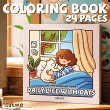 GDTME Coloring Book "My Life With Cats", 24 Pages Of Warm And Cute Moments, Relaxing Coloring Experience With Pearlescent Paper Cover. Suitable As Birthday Gift For Friends, Valentine's Day Or Women's Day Gift, Back To School Or Easter Gift, Coloring Hobby Stationery, Office Supplies. - Multicolor - View 3