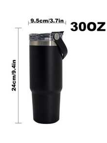 1pc 30oz Stylish Minimalist Stainless Steel Travel Mug With Straw & Lid, Multi-Colour Vacuum Insulated Tumbler, Keeps Hot 12H/Cold 24H, Holiday Essential, New Year Homeware, Creative Gift For Partners, Colleagues & Coffee Lovers. - Black - View 6