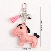 Niche Exquisite Embossed Heart-Shaped Pony Bag Charm, Fashionable Versatile Horse Year Keychain, Phone Pendant - Multicolor - View 2