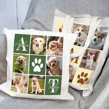 Personalized Pet Paw Print Large Capacity 9-Compartment Canvas Tote Bag, With Pet Name And Initial, Pet Lover Owner Birthday New Year Gift - Multicolor - View 4