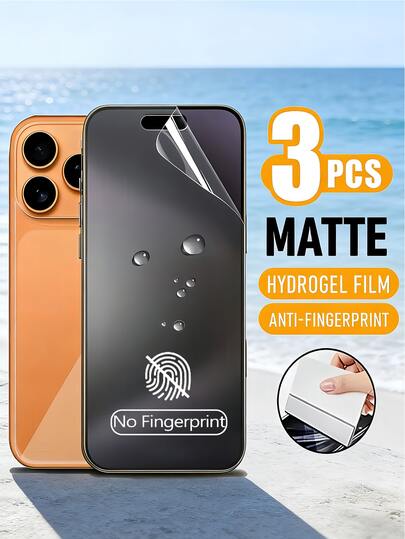 3Pcs Matte Hydrogel Film Anti - Fingerprint Screen Protection Soft Film[NOT GLASS]Compatible With IPhone 17 PRO 16 PLUS 15 14 13 12 11 PROMAX XR XS X 6 6S 7 8 PLUS SE20 SE22 SE23 Self-Healing Anti-Fingerprint Face ID Friendly Full Coverage Easy Apply