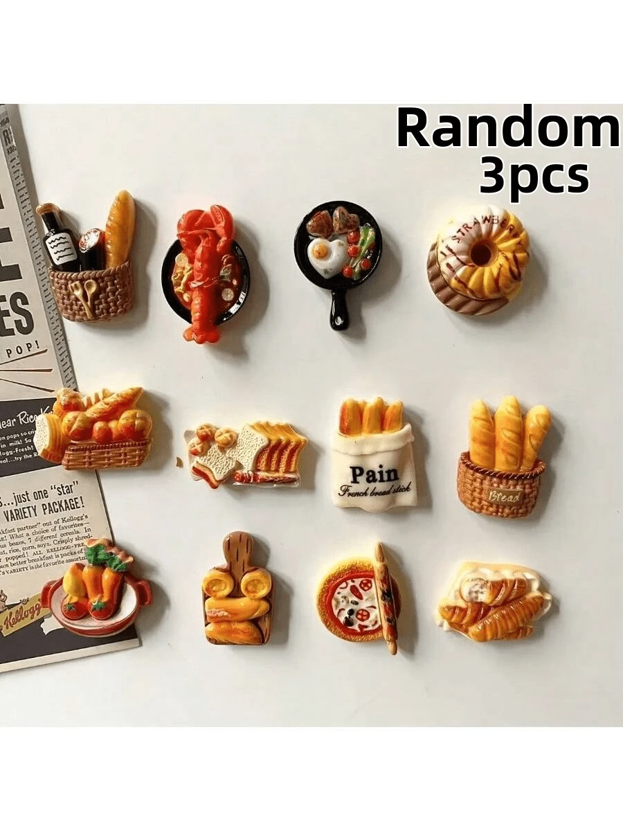 3/5/8/10/12pcs-Micro Resin Food Refrigerator Magnet 3D Stereoscopic, Multiple Styles Cute Magnets Are Perfect For Decorating Offices, Kitchens, Whiteboards, Storage Cabinets, Dishwashers, Home Decor, And Can Also Be Given As Gifts To Friends During Holidays - Multicolor - View 11