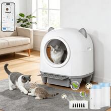 DEVOKO 90L Self-Cleaning Cat Litter Box – Automatic, Pet-Friendly Cat Litter Box With Cute Ear Design, 8.5-Liter Collection Container & App Control