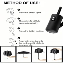 Automatic Opening And Closing Folding Umbrella - Compact Design - Ergonomic Handle, 8 Steel Ribs - Portable And Durable Outdoor Folding Umbrella, Sturdy And Durable Men's Business Umbrella, Windproof, Rainproof And Sun-Protective, Women's Dual-Use Sun And Rain Umbrella, Women's Gift, Automatic Opening/Closing, Stylish And Portable, Suitable For Sun And Rain. - Black - View 4
