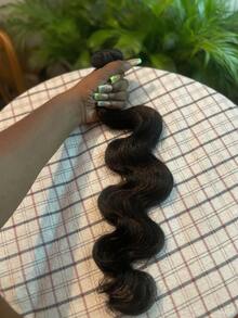 BINF 16A Raw Body Wave Bundles Human Hair 16 18 20 22 Inch,100% Real Human Hair Bundles For Women No Tangles Shedding, Bleach & Dye, Permable, 3x Longer Lifespan Clean, Healthy And Stay Beautiful Longer. Comfortable To Make Quick Weave And Wig Natural Black Color, Can Be Straightened And Curled, And Restyled Suitable For Everyday, Styled As You Like, Human Hair Bundles Can Last 1 Year With Proper Care. - Natural Black - 查看 7