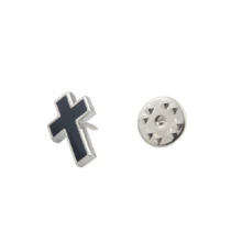 1pc Vintage Cross Brooch, Silver/Black Color, Suitable For Suits, Festivals - Silver - View 4