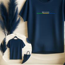 Women's Plus Size Printed T-Shirt Brazil Cup Brazilian Championship 100% Premium Cotton Summer Gym Workout Blouse Brazilian Shirt - 藏蓝色 - 查看 4