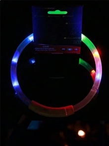 1件 LED可充電發光寵物項圈，七色光 3種照明模式，夜間可見，確保寵物能見度，節慶氛圍項圈，適合小型、中型和大型貓狗 - 彩色 - 查看 12