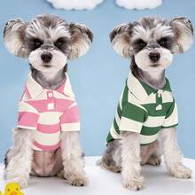 Pets, Cats, Dogs, Dog Clothes, Puppy Dog, Chihuahua Dog Clothes, Cat Stuff, Dog Shirts, Striped Dog T-Shirts, Long Sleeve Small Dog Clothes Suitable For Medium And Small Dogs And Cats, French Bulldog, Dachshund, Yorkshire Terrier, Fashionable And Breathable Dog Clothes, Classic Striped Polo Shirts, Suitable For Summer And Autumn - Green - View 15