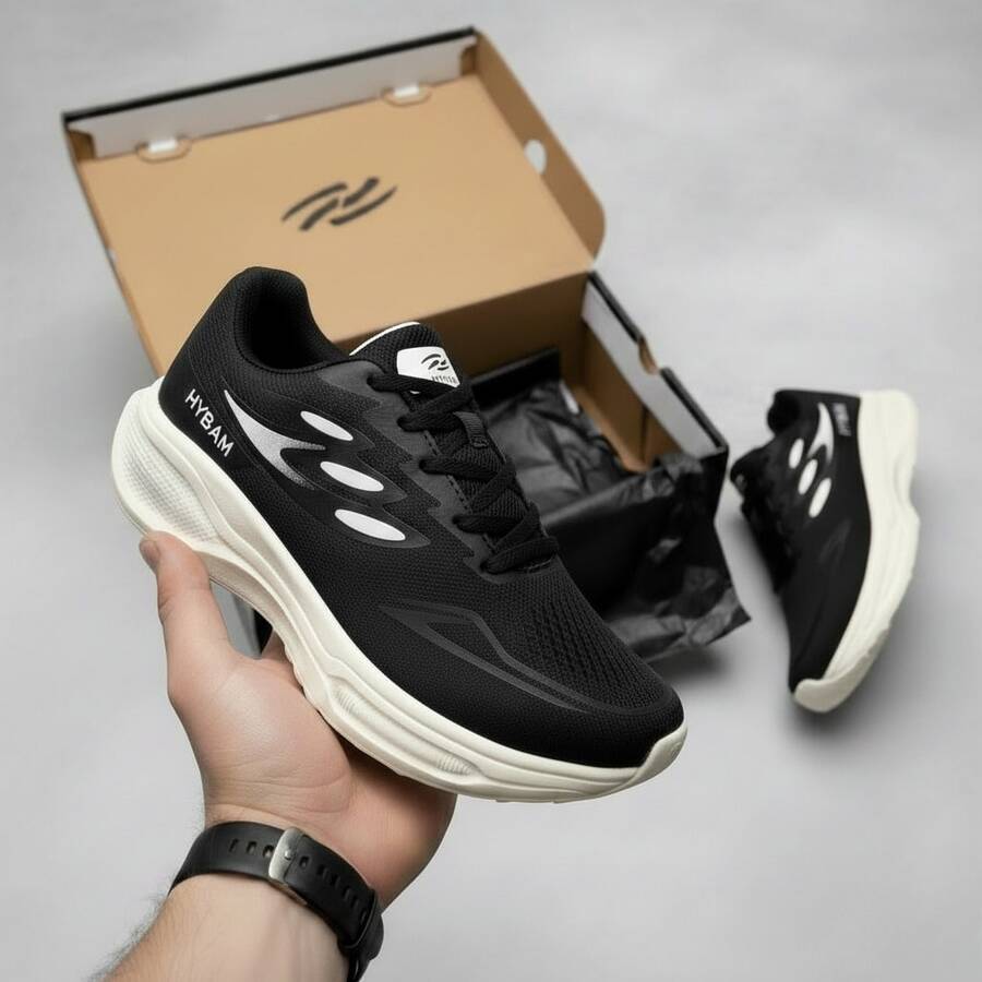 Men's Athletic Shoes For Gym And Running Fitness Men's Gym Shoes Promotion Style, Comfort And Performance At An Affordable Price Simple Athletic Lace-Up - 黑白 - 查看 1