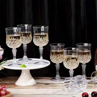 1/2/4/6/8pcs Reusable Transparent Stemmed Glasses, Suitable For Holidays, Weddings, Halloween, Christmas, Various Events, Parties, High-End Drinkware, Durable And Easy To Clean