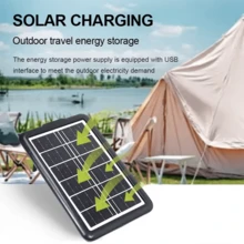 BOSSNEY 5 En1travel Panel Solar De Carga Rápida De Emergencia Panel de carga solar portátil 12 W,Sistema solar compacto, multiinterfaz, para acampadas al aire  viajes por carretera, carga rápida de emergencia Soporte plegable universal para teléfono, sistema de carga móvil Fuente de alimentación solar de voltaje estable" - Negro - Ver 6