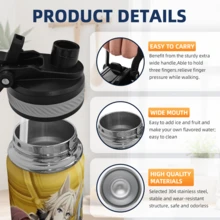 The Eminence In Shadow Stainless Steel Car Cup 304 Vacuum Insulated Tumbler With Handle Leak Proof Wide Mouth Easy To Clean Cup Holder Friendly For Travel Office Gym Gift - 黑色 - 查看 8