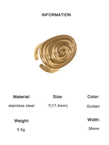 1枚时尚独特设计夸张高端镀层不锈钢太阳心形几何开口戒指，适合女性日常、派对和约会佩戴。 - 彩色 - 查看 12