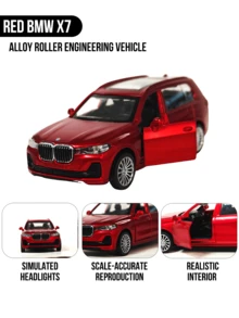 1:44 比例合金压铸 SUV 模型 - 宝马 X7，红色车身，统一 4.5 英寸展示尺寸，展现豪华全尺寸 SUV 的造型、醒目的格栅和优雅的车身线条，坚固的合金结构，逼真的比例和精细的做工，动感时尚的外观，适合摆放在桌面、书架或展示柜中，是模型车收藏家、SUV 爱好者和宝马车迷的理想之选，也是生日、节日、圣诞节和特殊场合送给男士的时尚礼物之选。 - 47-紅色 - 查看 7