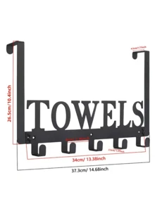 1个门后挂钩，浴室毛巾架，门挂式毛巾架，卧室厨房泳池毛巾浴袍壁挂式挂钩，金属喷砂表面 - 黑色 - 查看 4
