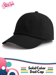 1pc Solid Color Casual Adjustable Baseball Cap, Unisex - Black - View 5