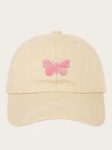 儿童蝴蝶刺绣棒球帽，时尚百搭遮阳帽，春夏款，1顶 - 1PC - 查看 6