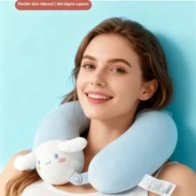 Sanrio Cinnamon Dog Comfortable U-Shaped Pillow, Neck Support Pillow For Air Travel & Napping, Soft Memory Foam Cartoon Neck Pillow
