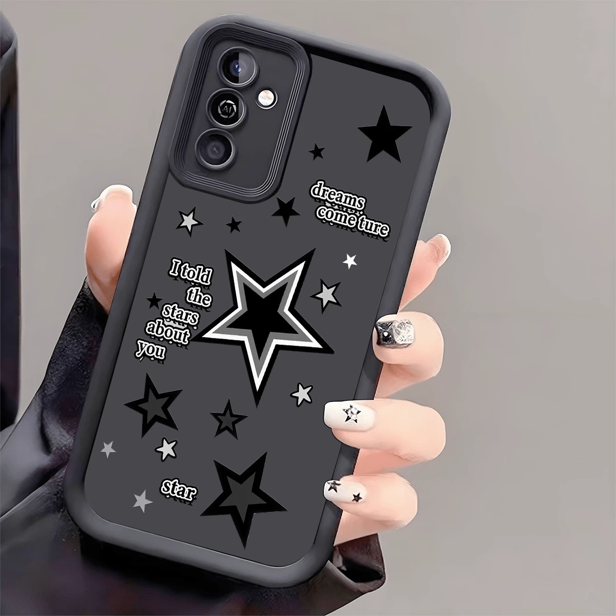 极简字母星形TPU防震手机壳，加厚防滑保护套，兼容华为、荣耀、红米、Galaxy S26、S26 Plus、S26 Ultra等机型。 - 黑色 - 查看 1