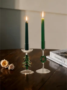 1个手工玻璃树形烛台，家居装饰摆件，复古现代风格，适用于卧室、客厅、壁炉、酒店装饰、烛光晚餐、教堂、咖啡馆、节日/派对婚礼装饰、乔迁、生日、毕业礼物 - 彩色 - 查看 11