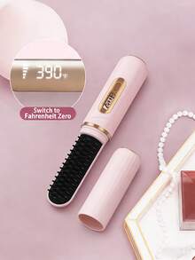 New USB Rechargeable Portable Negative Ion Straightening Brush, Volumizing High Crown Styling Tool, Wireless Charging Hair Straightener, Compact Multi-Function Hair Straightener, Gentle On Hair - Multicolor - View 2