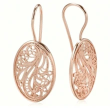 1 Pair Women's Elegant Hollow Carved Floral Dangle Earrings, Vintage Luxury Geometric Drop Design Suitable For Party And Daily Wear - Rose Gold - View 6