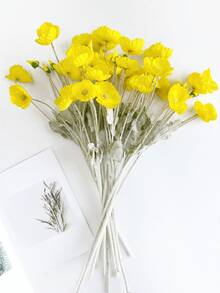 1/3/6支装仿真罂粟花，58厘米仿真花，适用于墙面、客厅、卧室、婚礼、派对装饰、桌面摆设、家居、厨房、婚礼中心装饰、办公室、花园、户外、房屋、庭院装饰，春夏秋冬皆宜。 - 黃色 - 查看 5