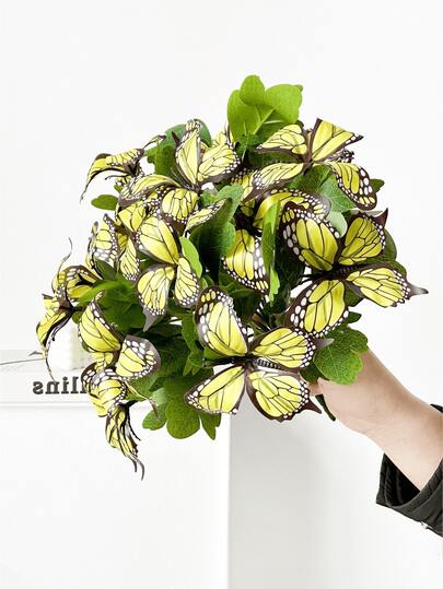 1/2/3支仿真蝴蝶花束，28厘米假花，适用于墙面、客厅、卧室、婚礼、派对装饰、桌面摆设、家居、书桌装饰、厨房、婚礼、餐桌、中心装饰、办公室、花园、户外、房屋、庭院装饰，春夏秋冬皆宜。