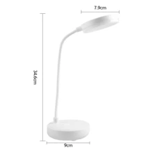 LED Desk Lamp With 3-Level Dimmer, Flexible Gooseneck, Eye-Caring Table Light, USB Powered, Switchable White To Warm Illumination, Ideal For Home Office Reading And Studying - White - View 3