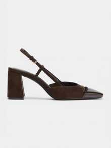 Mules à talons hauts mode femme, sandales à talon carré épais marron avec Glissant, cadeau pour la fête des mères - Tabac - Voir 2