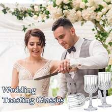 8/6/4/2/1pc Reusable Transparent Stemware, Elegant And High-End, Suitable For Holidays, Weddings, Halloween, Christmas, Various Events And Parties, Durable And Easy To Clean - Clear - View 7