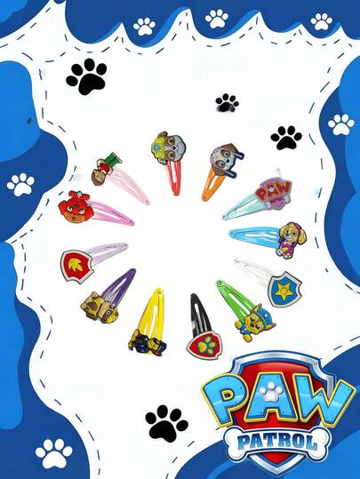  Paw Patrol Decorative Hair Scrunchies Set, Cartoon Print Enamel Hair Clips, Elastic Hair Ties