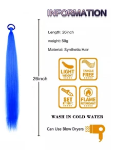 26-Inch Braided Ponytail Halloween Women's Multi-Color DIY Braided Heat-Resistant Synthetic Fiber Straightening Ponytail Hair Accessory - Multicolor - View 15