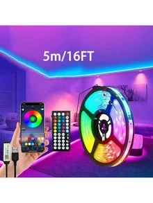 3.3ft - 65.6ft LED Strip Lights, 2 Control Modes: 44-Key Remote & Bluetooth Smart Phone App, Music Sync RGB LED Tape Lights With Remote, Suitable For Bedroom, Room, Home Decor, Party, Holiday