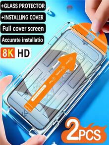 Shockproof Tempered Glass 2Pcs Crystal Clear 9H Hardness Screen Protection Compatible With Samsung Galaxy S26 S25 S24 A57 A56 A37 A36 A16 A26Dust-Free Installation Kit Enhanced Touch Sensitive Gift For Birthday Family Friends Phone Screen Protector Phone Accessories Waterproof Anti-Fall Anti-Fingerprint Full Cover Spring Gift - Clear - View 10