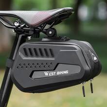 Large Capacity Bicycle Tail Bag Hard Shell Saddle Bag Adjustable Bracket Seat Cushion Tail Bag - Black - View 1