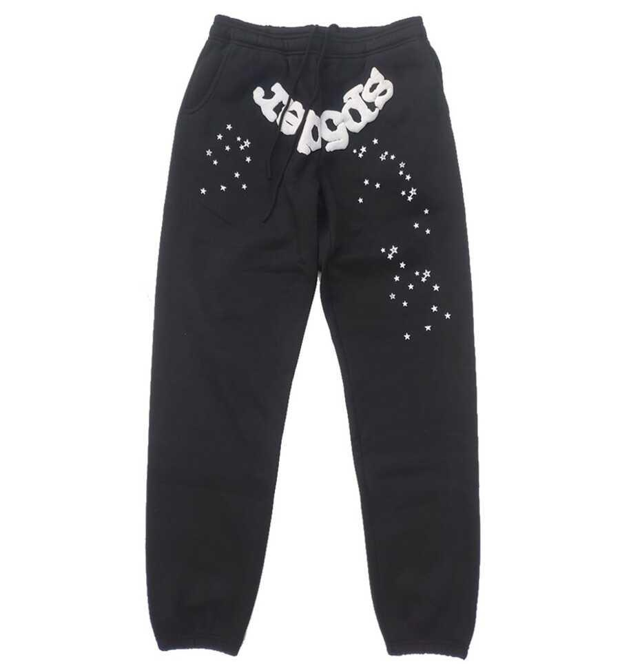SP5DER Spider Worldwide Tracksuit Hoodie Cobweb Pattern Print Unisex Sweatshirt Men Women Graphic Outwear, Tracksuit Pullover Sweatshirt For Women Men Matching Hoodies For Couples - Quần đen - Xem 1