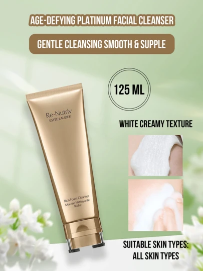  Estée Lauder Re-Nutriv Rich Foam Cleanser, 125ml Full-Size/30ml Travel Mini, 3-In-1 Makeup Remover Cleanser & Nourisher, Gentle Deep Cleansing & Dissolve Impurities, Anti-Aging Nourish & Soothe Skin, Rich Foam 組合, Noightness/Cleaning, S0x), S0sable, S0xness, S0xness, S09） Sensitive/Blemish Skin), Ideal for Daily/Office/Travel, Premium Age-Defying Nourishing Skincare Gift