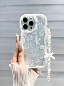 贝壳图案亮面奶油色波浪边手链式印花保护手机壳，适用于 15、15 Pro Max、Apple P13、P14、P11（软壳）、P12、XS、XR、7/8P、7/8G ES2、A50、A12、A32、A52、A72、A51、A21S、A13、A14、S22 Ultra、S23、A33、A53、S20 FE 等机型。 - 彩色 - 查看 2