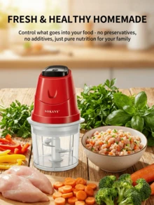 SOKANY‑06009 Multifunctional Electric Food Processor, Mini Household Meat Grinder Mixer, High‑Power Kitchen Chopper For Meat Mincing, Fruit Juicing & Soymilk Making - Red - View 11