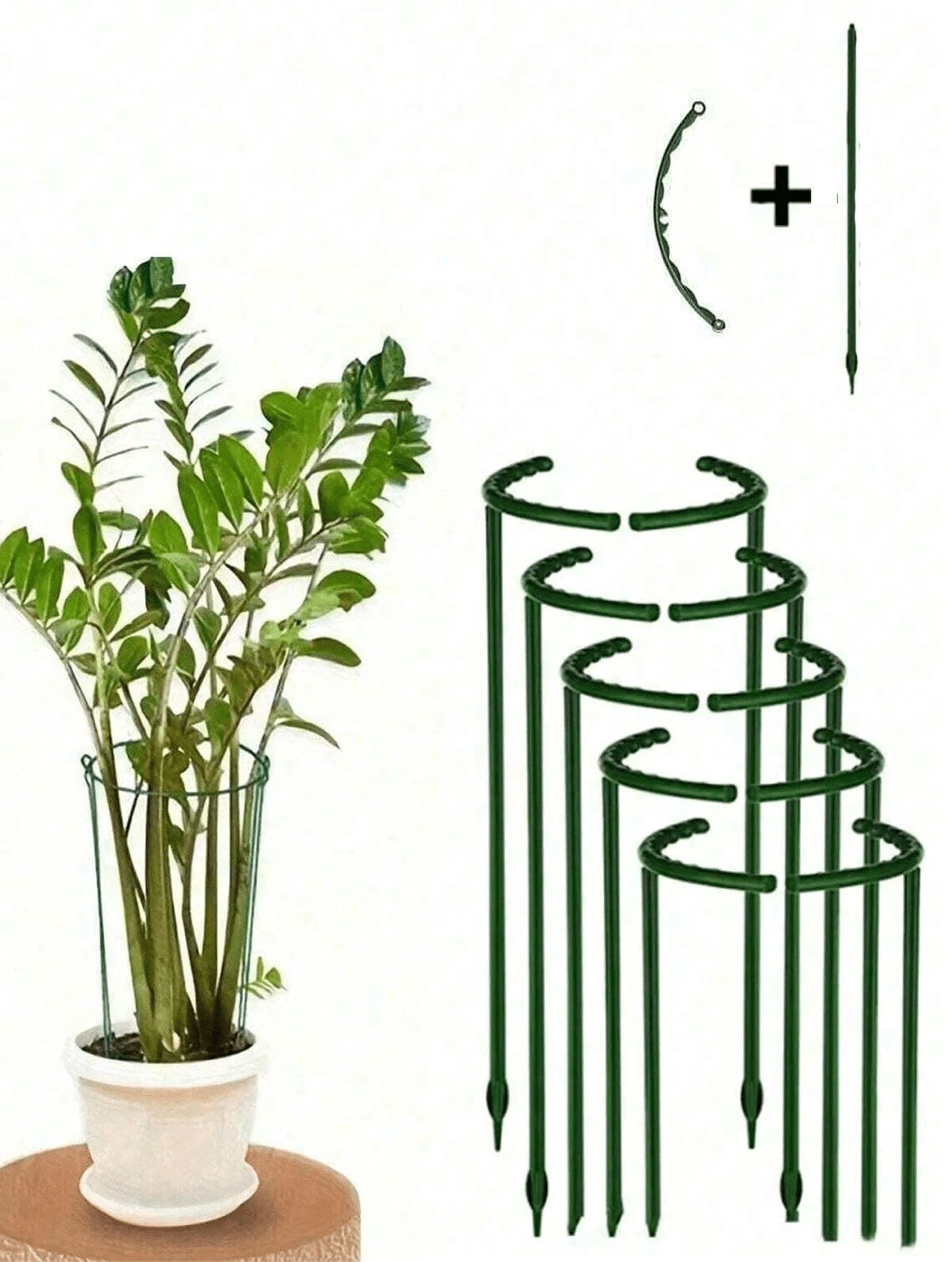 4/2件装植物支撑架,塑料半圆形花盆笼,半圆形植物支撑环塑料植物笼架花盆攀爬架,配件,工具,装饰品,礼品,适用于支撑小型盆栽植物、花卉蔬菜、室内植物和花园花卉(适用于小型植物,如有顾虑请勿购买) - 彩色 - 查看 1