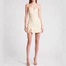 Slim Fit Tight Sexy Short Skirt Niche Temperament Dress - Yellow - View 2