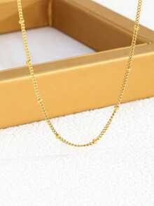 1 chiếc vòng cổ hạt hình xương rắn bằng thép không gỉ tối giản, vòng cổ trang trí đeo hàng ngày dành cho nữ. - Vàng - Xem 3