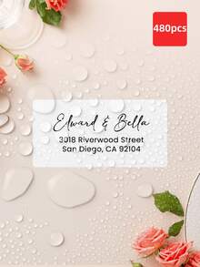 1/30/60/120/240/480pcs Personalized Address Labels, Personalized Wedding Address Labels, Customized Return Address Stickers Suitable For Cards, Envelopes, Waterproof And Oil-Proof Stickers, Transparent Stickers, Multi-Functional, Decorative, Exquisite, Fashionable, High Quality, Unique Stickers, Perfect For Tea Room, Home, Garden, Office Decor, Ideal Gift For Him, Her, Family, Friends, Couples, Perfect For Wedding, Anniversary, Valentine's Day, Mother's Day, Birthday, Father's Day, Graduation - White - View 32