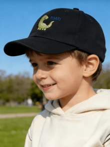1 pieza Gorra de béisbol con dinosaurio bordado para niños, gorra de protección solar de moda y versátil para niños y niñas - 1PC - Ver 2
