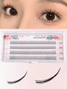anlinnet 4 Rows / 160 Clusters False Eyelashes, C-Curl Shape, Natural & Voluminous Look, Suitable For Daily, Party, Makeuplash Clusters,Eyelash Clusters,Individual Eyelashes,Lashes,Fake Lashes - Black - View 1