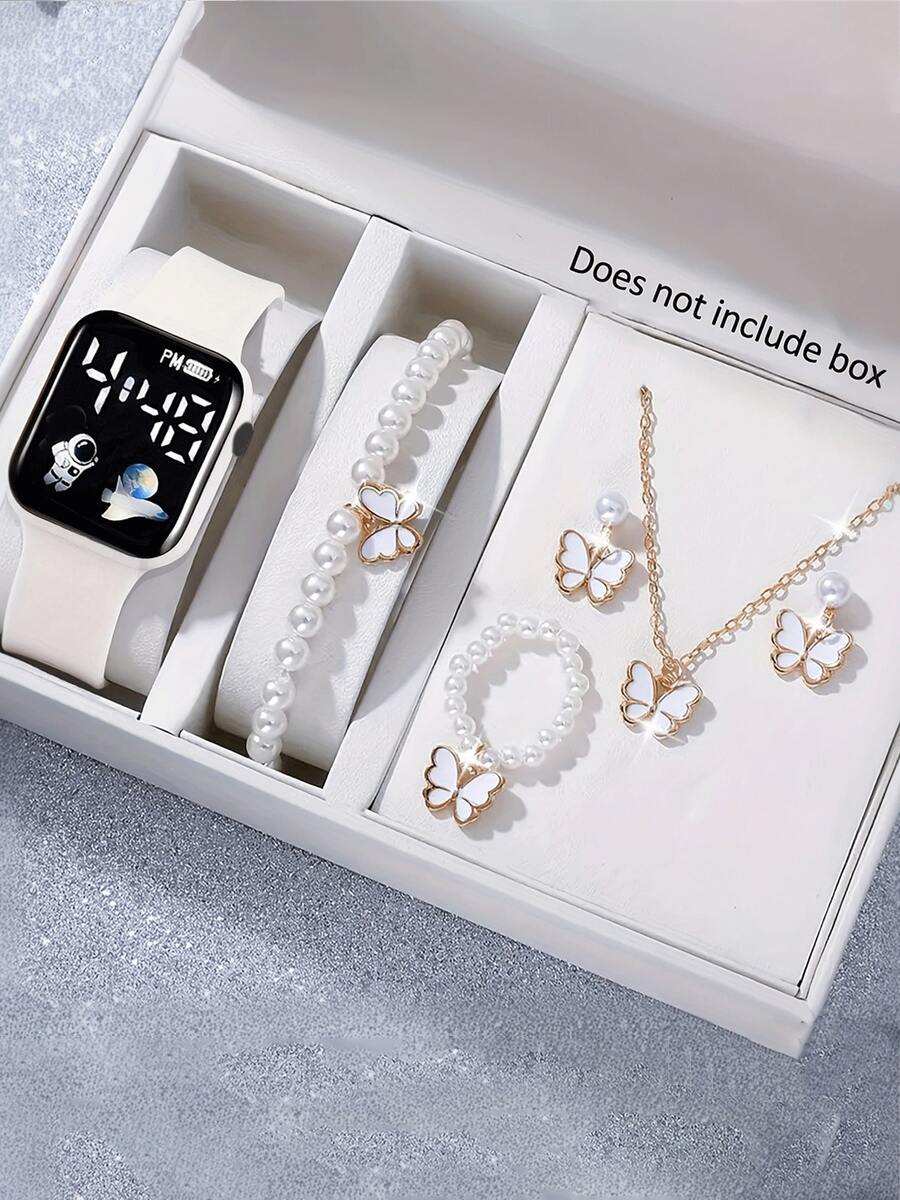 6pcs/Set Elegant & Fashionable Women's Quartz Watches, Casual Style Watch Set - White - View 1